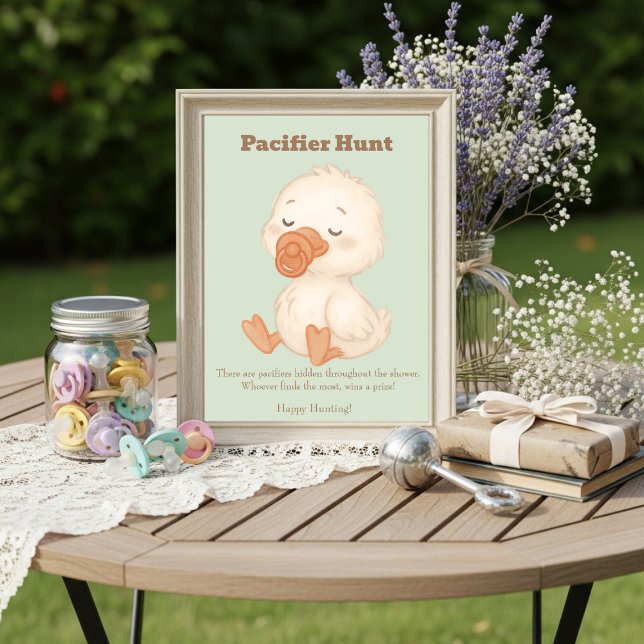 Grön Dumma Gås Suttningsjakt Bebisbadkar Shower Inbjudningar (Green A Silly Goose Pacifier Hunt Baby Shower)