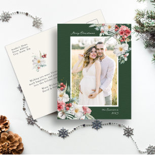 Grön Elegant Jul Foto Högtidlig Julkort Vykort