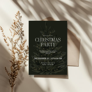 Grön Elegant Julfirande Julfest Inbjudningar
