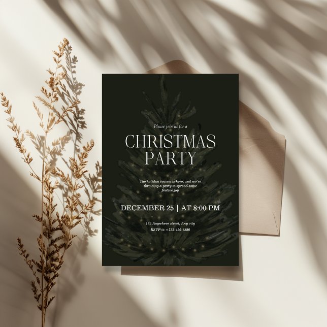 Grön Elegant Julfirande Julfest Inbjudningar (Skapare uppladdad)
