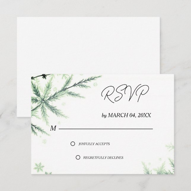 Grön Elegant Klassisk Bröllops-RSVP OSA Kort (Fram/baksida)
