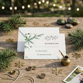Grön Elegant Klassisk Bröllops-RSVP OSA Kort