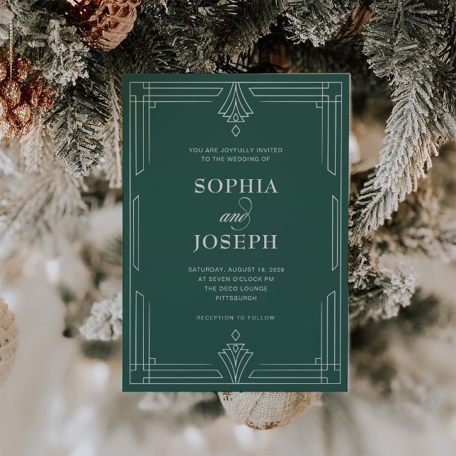 Grön | Elegant Klassisk Höllandsbröllop Inbjudningar (Skapare uppladdad)