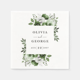 Grön elegant lantlig blomsterbröllop servett