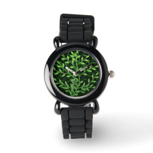 Grön elegant lövrik grendesign armbandsur