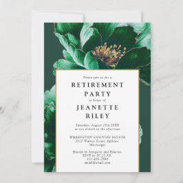 Grön elegant modern blomsterfest för pensionering inbjudningar