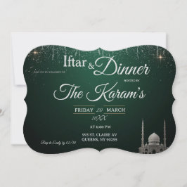 Grön Elegant Moské Ramadan Iftar-fest Inbjudningar