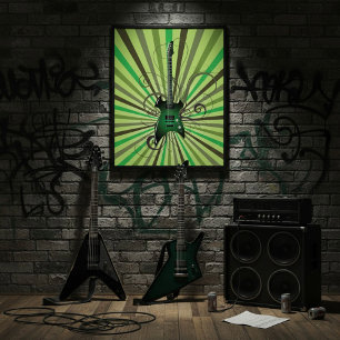Grön elektrisk gitarr poster