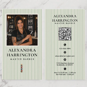 Grön Elfenben Kvinnlig Mästarkapare Foto Qr-kod Visitkort