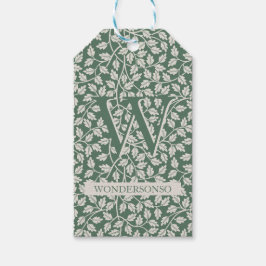 Grön Elfenbens Blomma två dubbel Tack Presentetikett