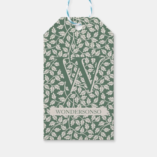 Grön Elfenbens Blomma två dubbel Tack Presentetikett (Framsidan)