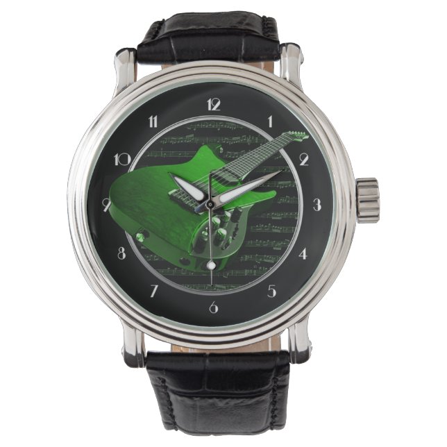 Grön Elgitarr Armbandsur (Framsida)