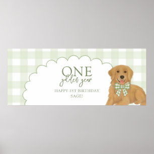 Grön En Gylden Års Retriever Valp 1-årsdag Poster