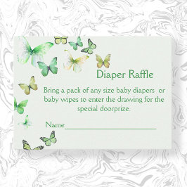 Grön En Lite Fjäril Baby Shower Blöja-Raffle Tilläggskort