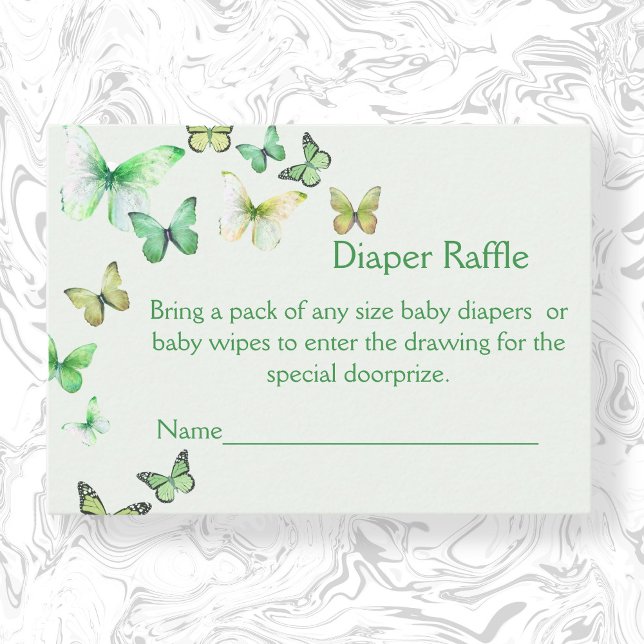 Grön En Lite Fjäril Baby Shower Blöja-Raffle Tilläggskort (Skapare uppladdad)