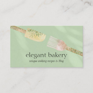 Grön Enkel Bageri Elegant Feminint Logotyp Kock Visitkort