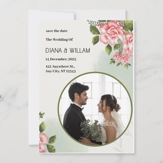 Grön Enkel Spara Datumet  Inbjudningar (Framsida)