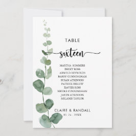 Grön Eukalyptus Bord Nummer 16 Placeringsplan Inbjudningar