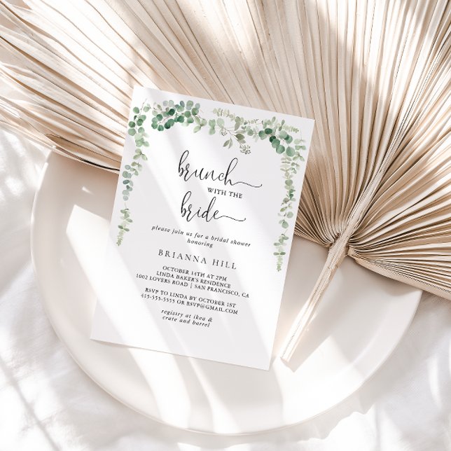Grön Eukalyptus Brunch med Bröllopsfesten för Brud Inbjudningar (Skapare uppladdad)