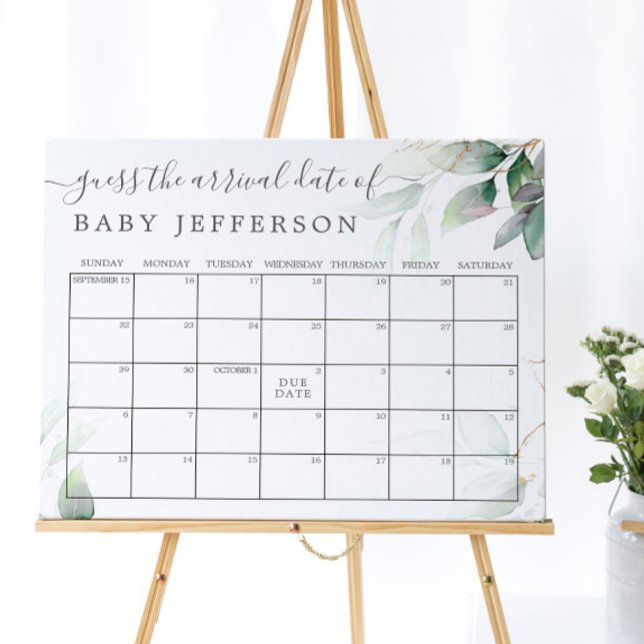 Grön Eukalyptus Dusch Gissa Förfallodatum Kalender Poster (Skapare uppladdad)