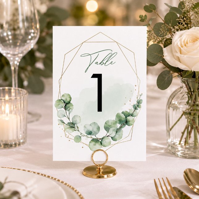 Grön Eukalyptus Modern Elegant Bröllop Bordsnummer (Green Eucalyptus Modern Elegant Wedding Table Number, Eucalyptus Wedding Decor)