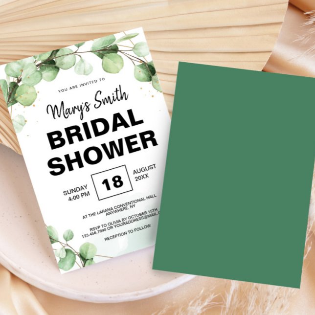 Grön Eukalyptus Rustik Boho Elegant Bröllopsdusch Inbjudningar (Green Eucalyptus Rustic Boho Elegant Bridal Shower Invitation, Bridal Brunch, Bride To Be)