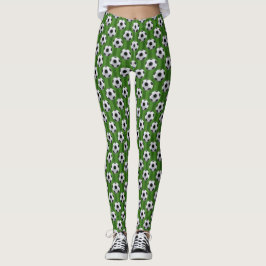 Grön europeisk fotbollsmönster leggings