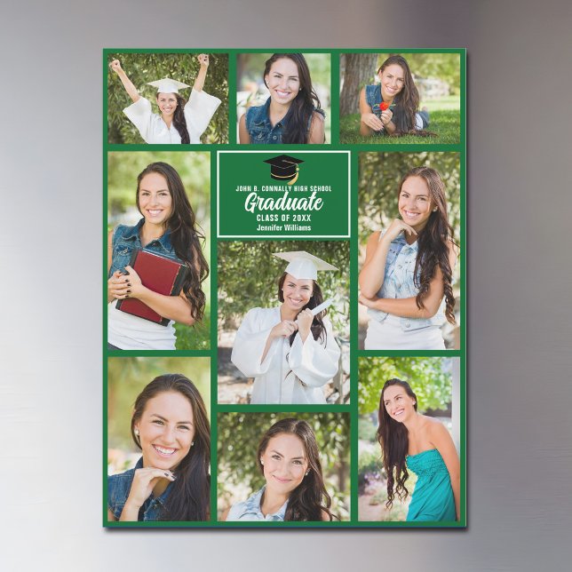 Grön examensfoto collage examensmagnet (Skapare uppladdad)