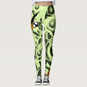 grön fågel långa leggings
