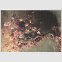 Grön fågel & livfulla blommor, Eterisk Träd