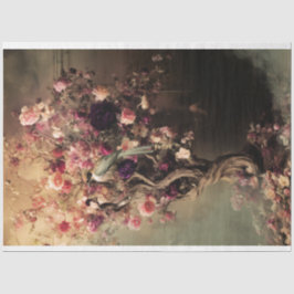 Grön fågel & livfulla blommor, Eterisk Träd