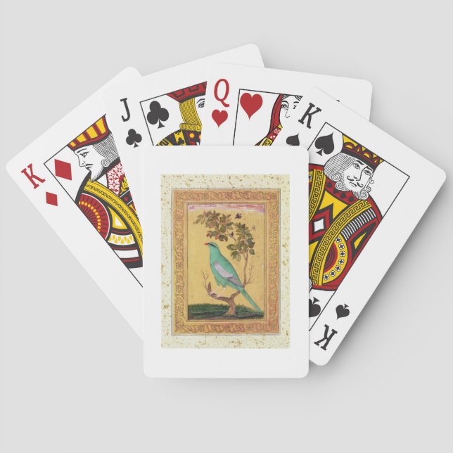 Grön fågel, Mughal (gouachen på papper) Kortlek (Baksidan)