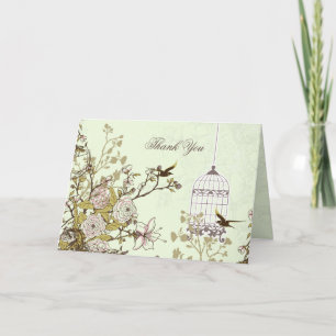 grön fågelbur för blommigt, love birdstack tack kort