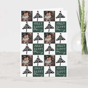 Grön familj julgran collage foto kort