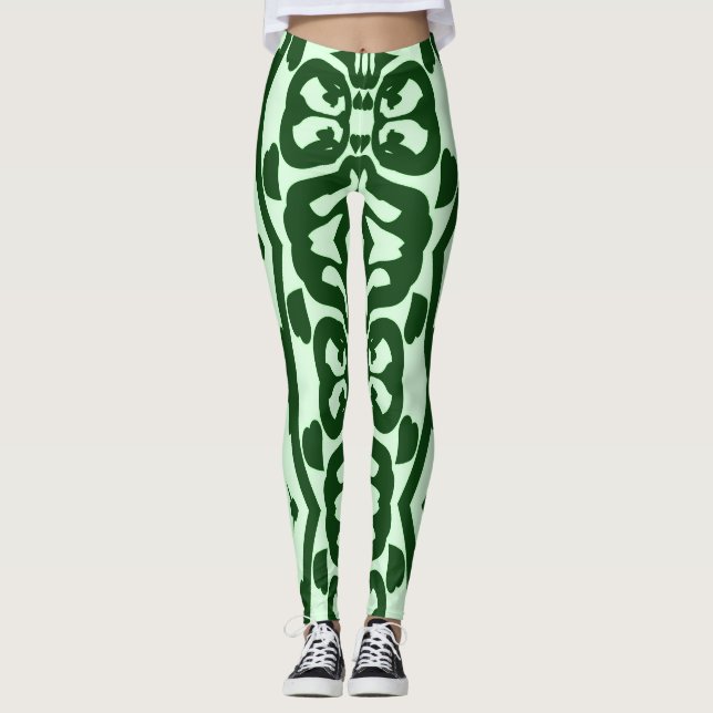 Grön färg sömlös mönster "Ratti_Creative_Arts" Leggings (Framsida)