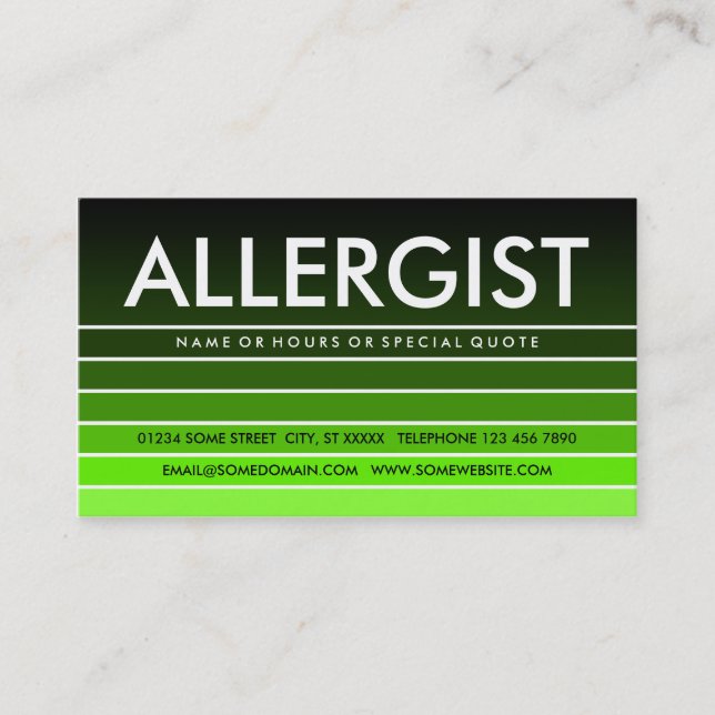 grön färgprov ALLERGOLOG Visitkort (Framsida)