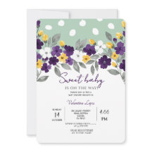 Grön | Färgrik Blomma Baby Shower Inbjudan