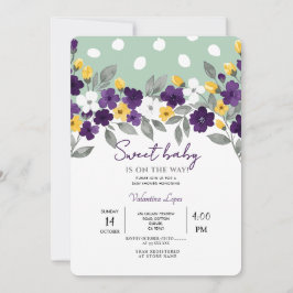 Grön | Färgrik Blomma Baby Shower Inbjudan