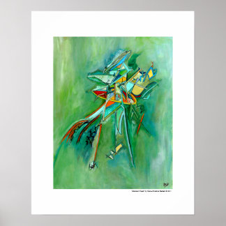 Grön Färgrik Modern Samtidskonst Expressionism Poster