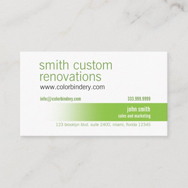 Grön färgvägvisitkort visitkort (Framsida)