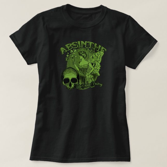 Grön felik dam för Absinthe Tee Shirt (Design framsida)