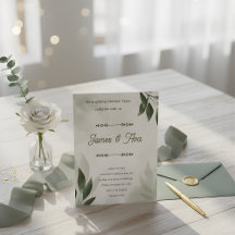 Grön feminin blomster vattenfärg bröllopsinbjudan