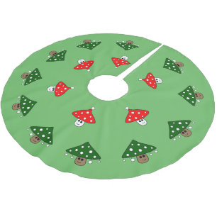 Grön festlig champinjonträdkjol julgransmatta borstad polyester