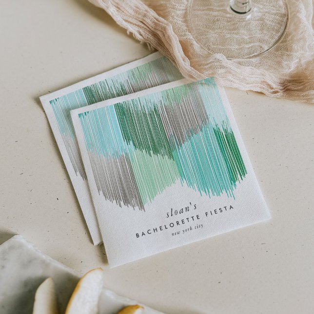Grön Fiesta Modern Fringe Sällskapsfestival Pappersservett (Green Modern Fringe fiesta paper party napkins.)