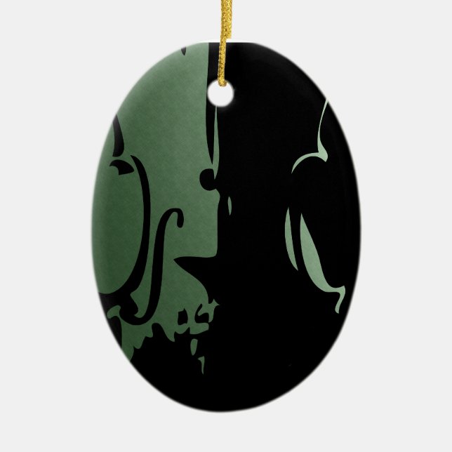 Grön fiolprydnad julgransprydnad keramik (Framsidan)