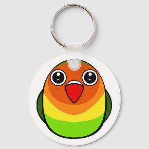 Grön Fischer lovebird Nyckelring