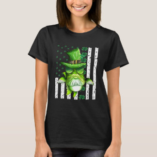 Grön fisk karp USA flagga St Patrick's Day Lucky M T Shirt