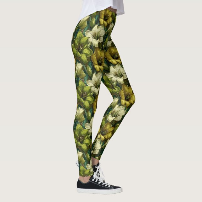 Grön Fitness Mode Amaryllisaccent Jul  Leggings (Höger)