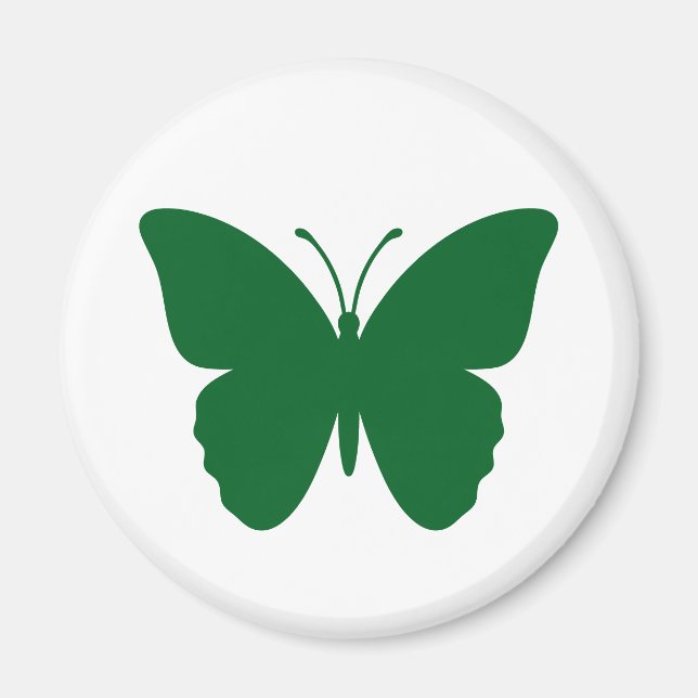 Grön fjäril cirkelform magnet (Framsidan)