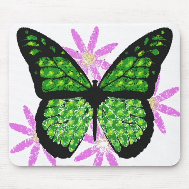 Grön fjäril Mousepad Musmatta (Framsidan)
